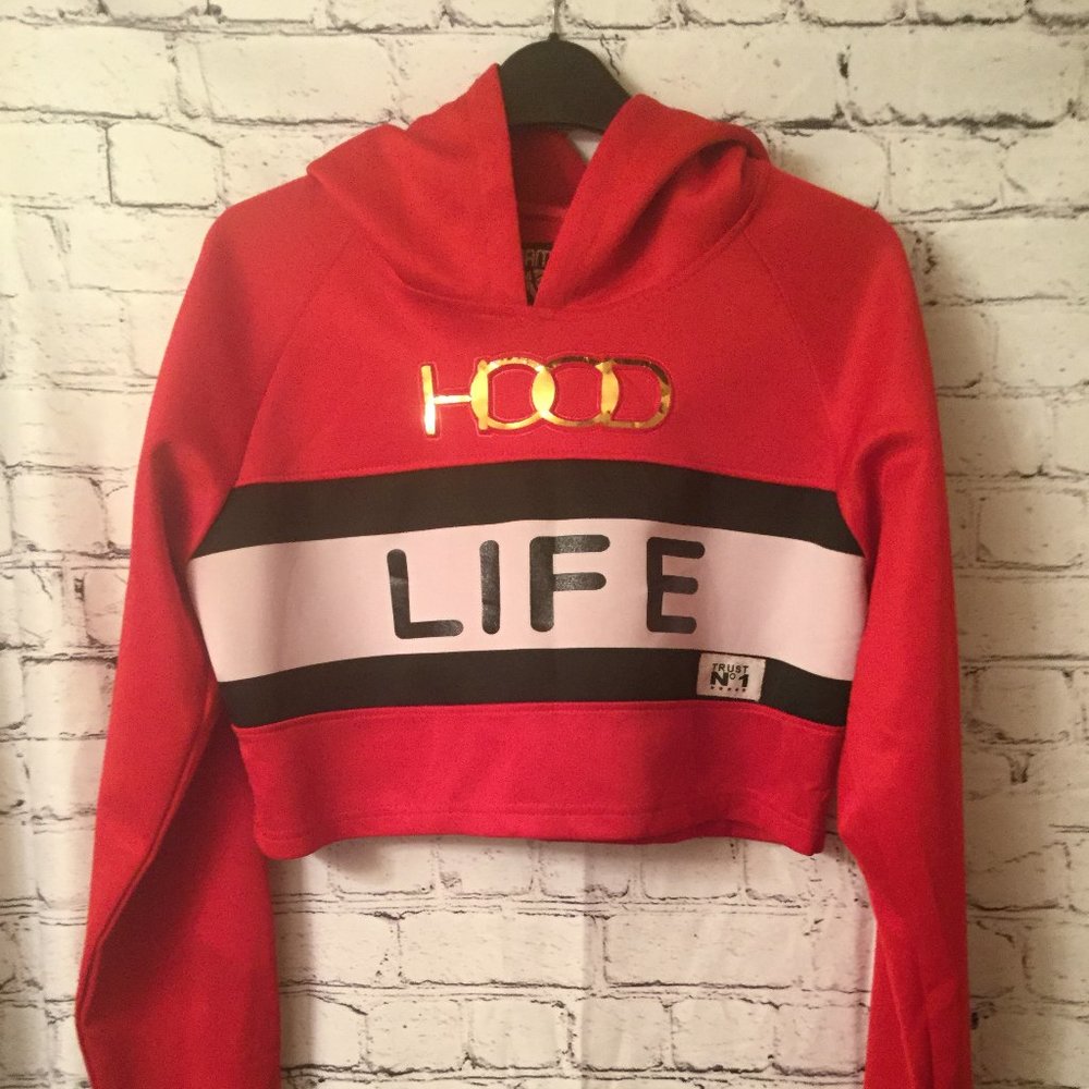 Diamond Stash Crop Hoodie Sweatshirt-Size: XL